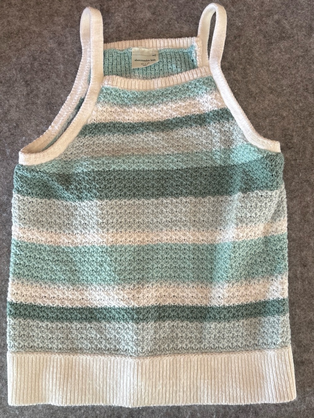 abercrombie kids Mint and White Striped Knit Tank
